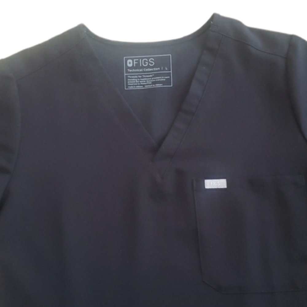 FIGS Black Catarina Scrub Top - Picture 7 of 11
